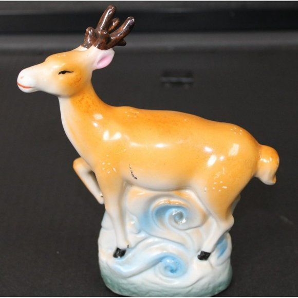 Vintage Porcelain Fallow Deer Buck with Horns Figurine - Picture 1 of 8